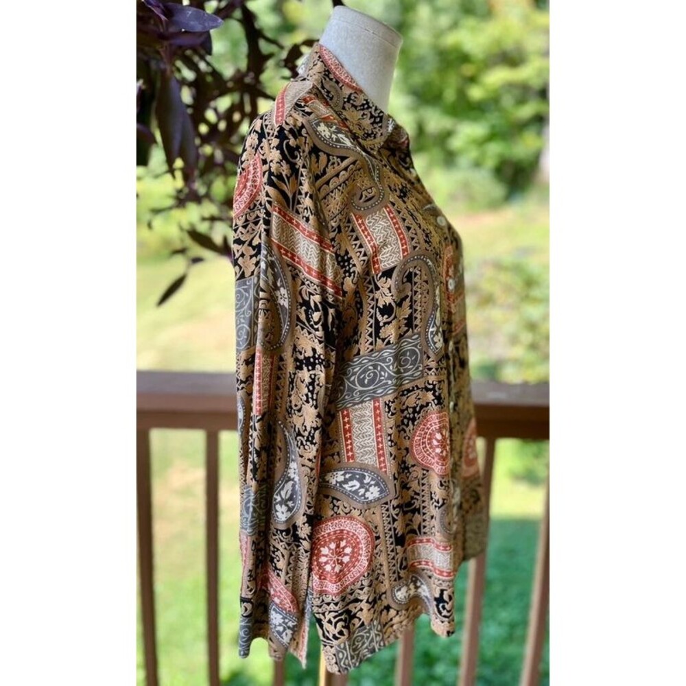 Vintage 90s St Michael Marks & Spencer Paisley Viscose Shirt UK 14 - Picture 4 of 12